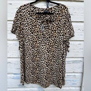 Torrid Leopard Animal Print Mobwife BoHo Blouse Top Size 4